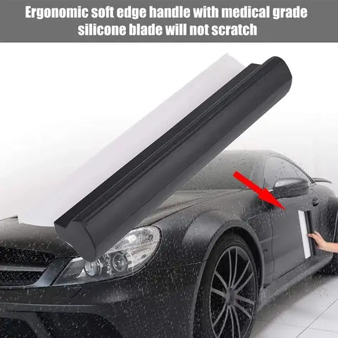 Professional Car Water Scraper Tool, Silicone T-Bar Squeegee for Automotive Window Cleaning Tools Black 26.5cm 8 best sales car squeegee - №5