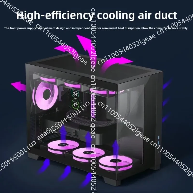 C33 Sea View M-ATX Small Chassis, Rear Plug Design, Transparent Glass Without Column Side, Quick-release CPU Case PC