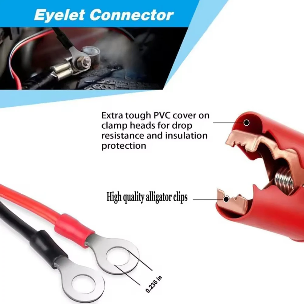 30A التمساح كليب كابل قافز لبطارية السيارة وكابلات الشبكة لسيارة تمديد الحبل لسيارة دراجة نارية بطارية المشبك كابل #3
