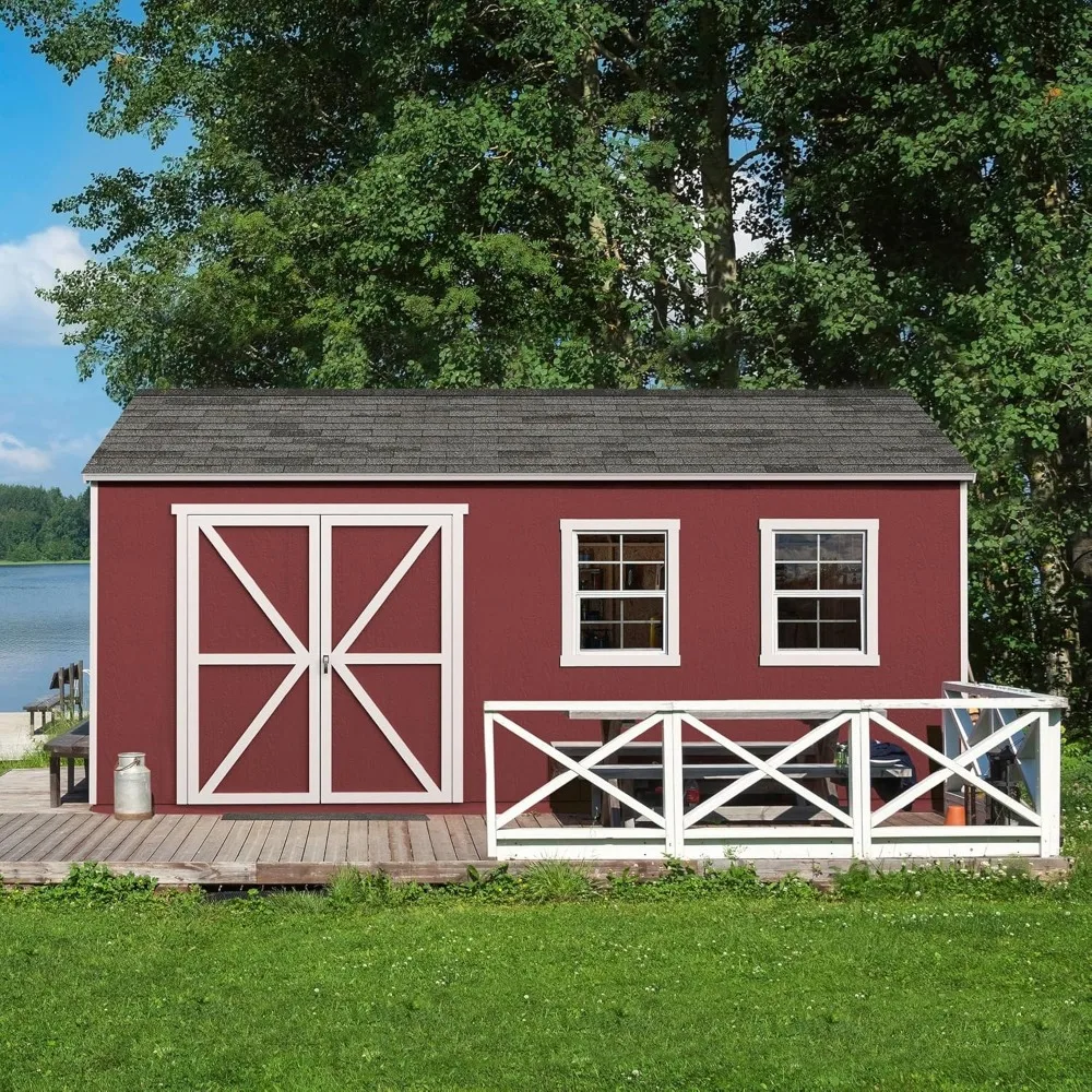 

10x18 Large Homemade Wooden Storage Shed, Shed with Floor and Outdoor Storage Room