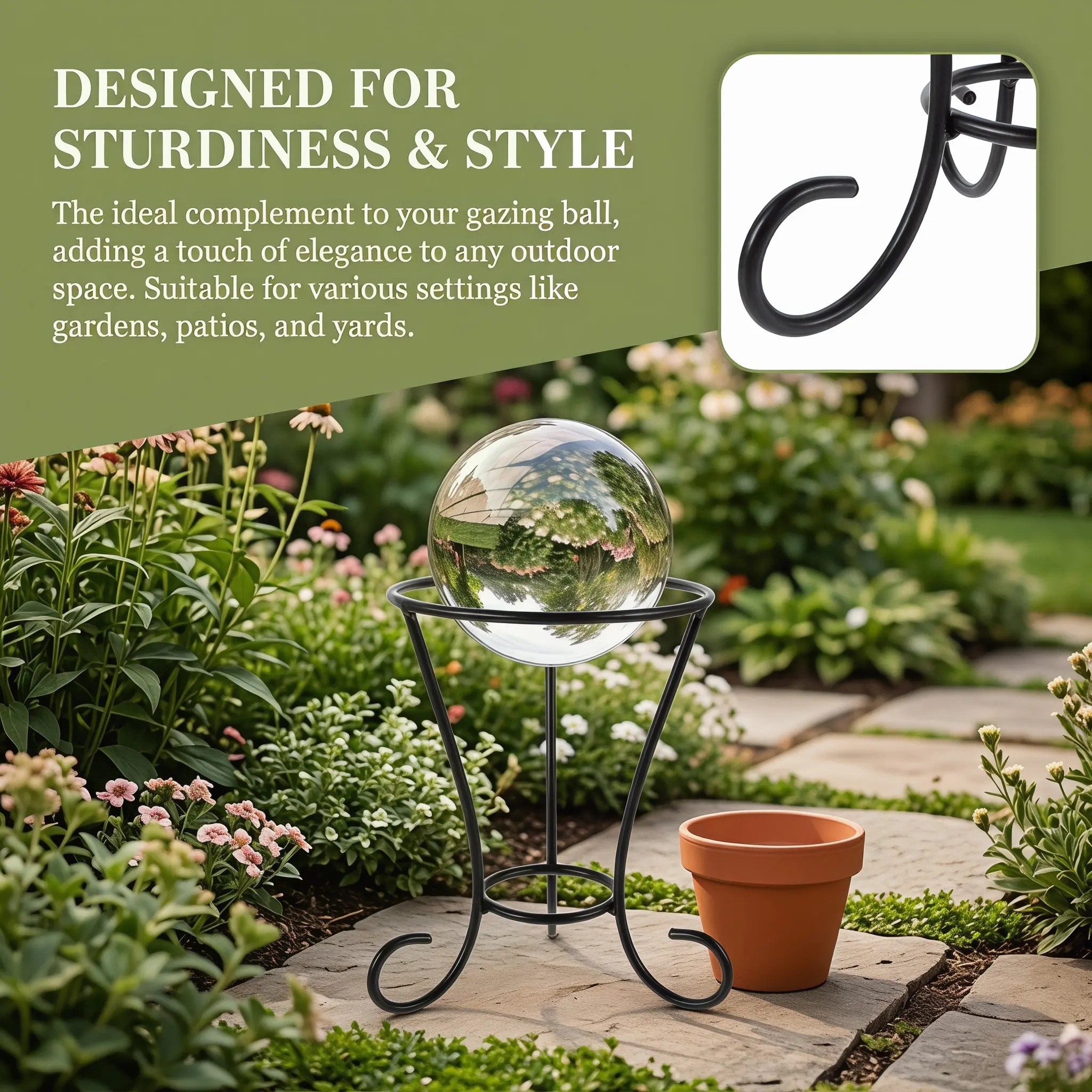 Outdoor Decor Crystal Sphere Stand Ball Base Holder Black Displaying Holders for