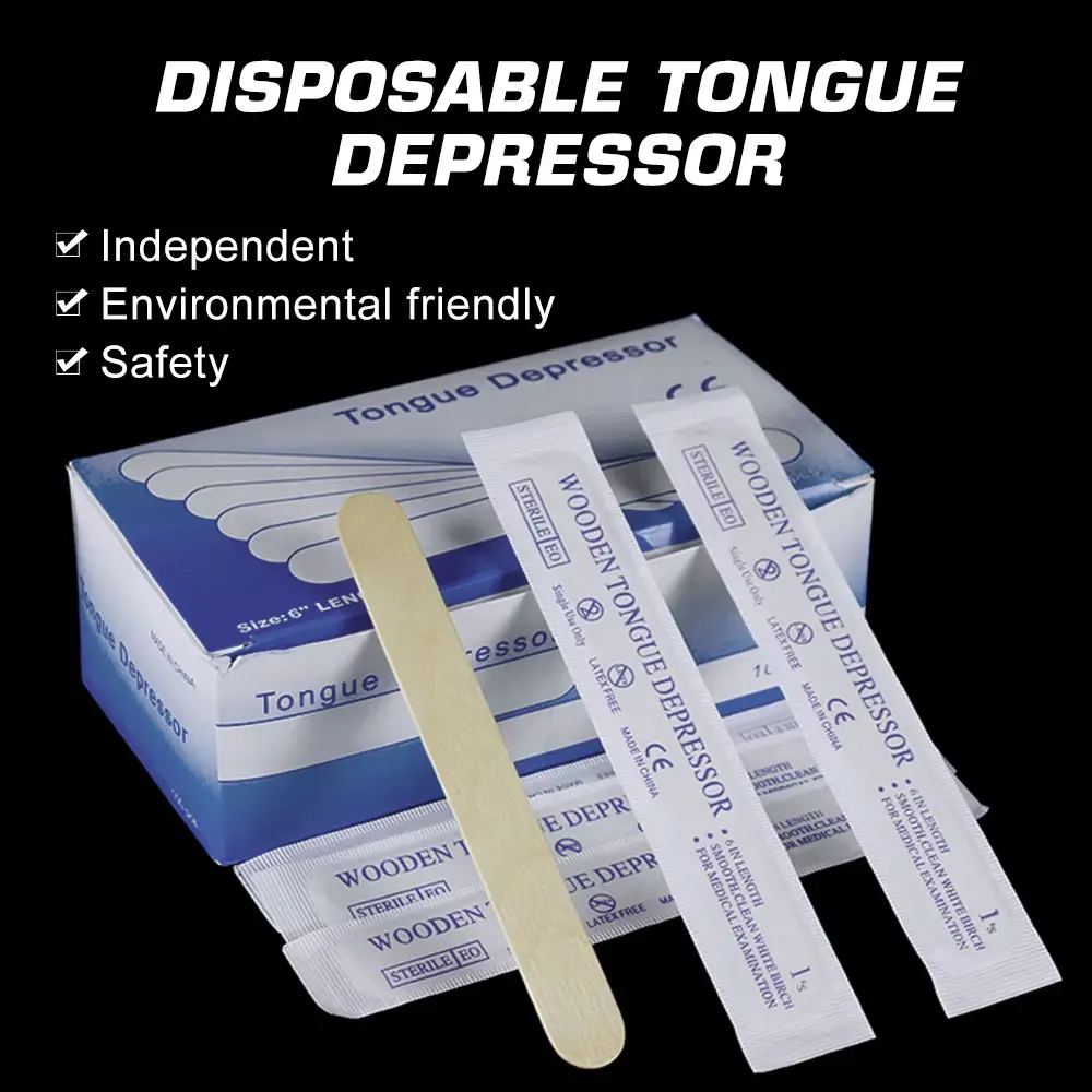 100-500Pcs Disposable Tattoo Wooden Tongue Depressor Individually Paper Packing for Tattoo Waxing Stick Tattoo