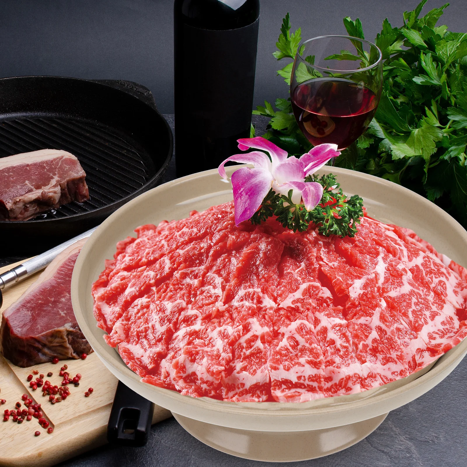 

Creative Smoking Dishes Melamine Plate Food Tray Hot Pot Serving Lightweight Compact Size Premium Material Seafood Meat