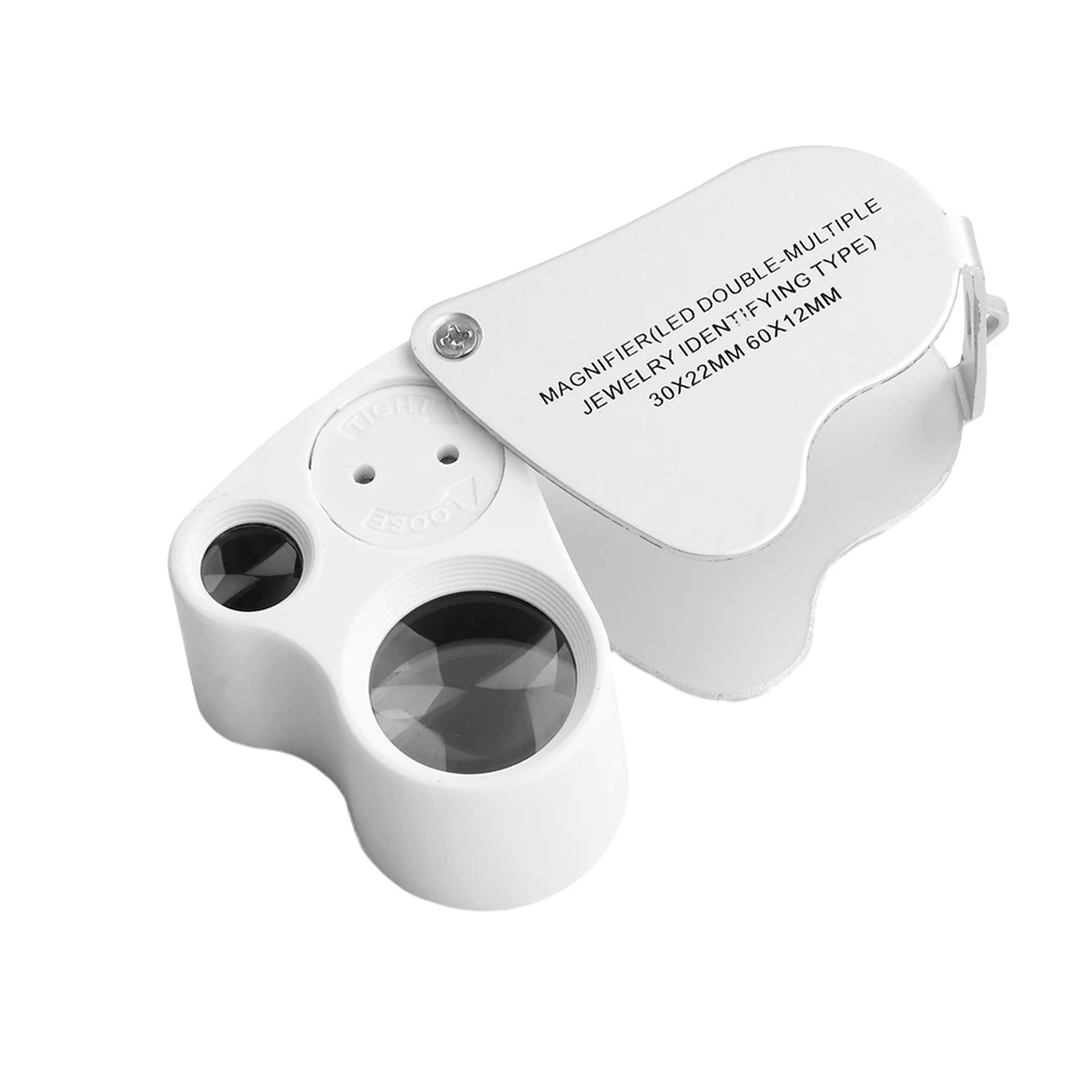 30X 60X Illuminated Jewelers Loupe Magnifier Foldable Jewelry Magnifier With Bright LED Light For Gems Jewelry Coins Stamps