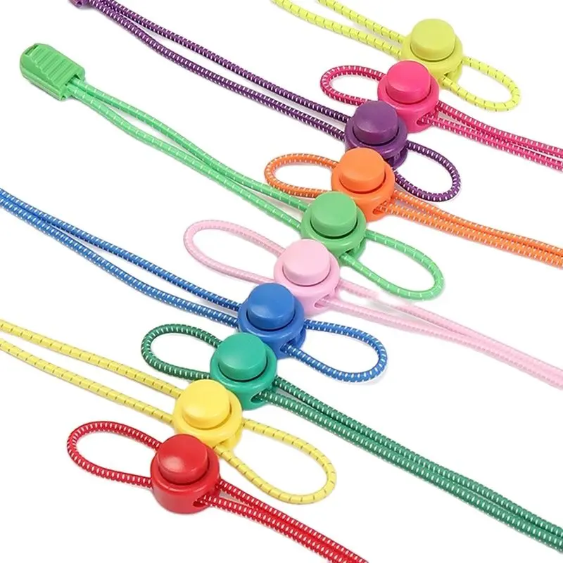 New1 Pair No Tie Shoelaces 1 Second Fast Round Plastic Lock Elastic Shoelace Suitable for All Sports Shoes Accessories Lazy Lace