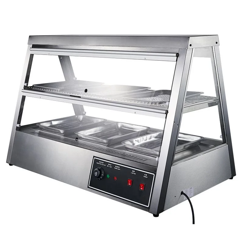 Factory Direct Sales Electric Heating Cooked Food Warmer Display Showcase Commercial Tray Glass Insulation Cabinet