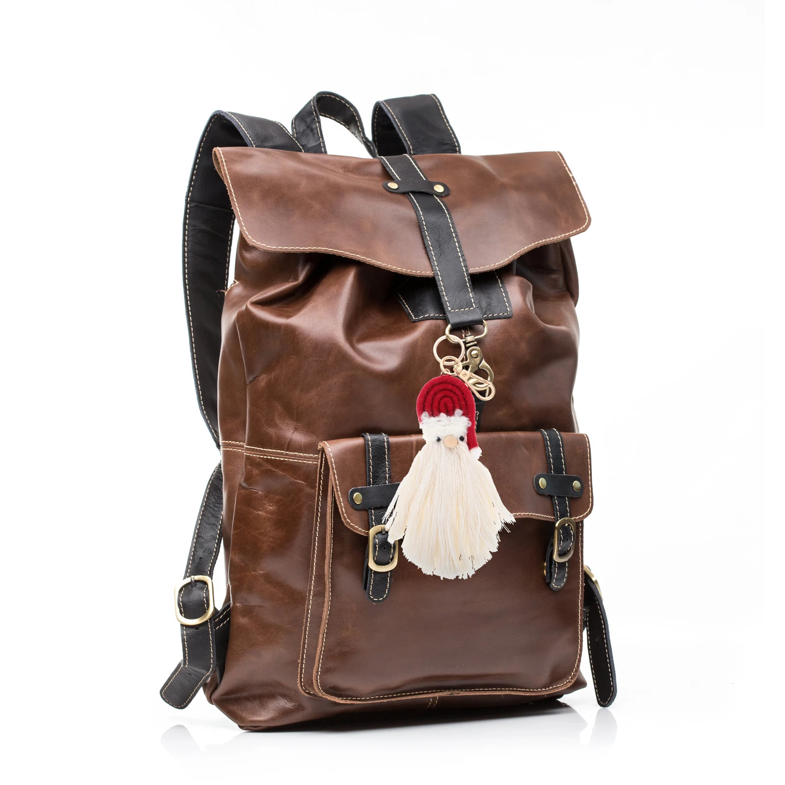 

Christmas Santa Claus Keychain Red Macrame Tassel Bag Pendant Purse Bag Backpack Car Key Holder Christmas Tassel Keychain