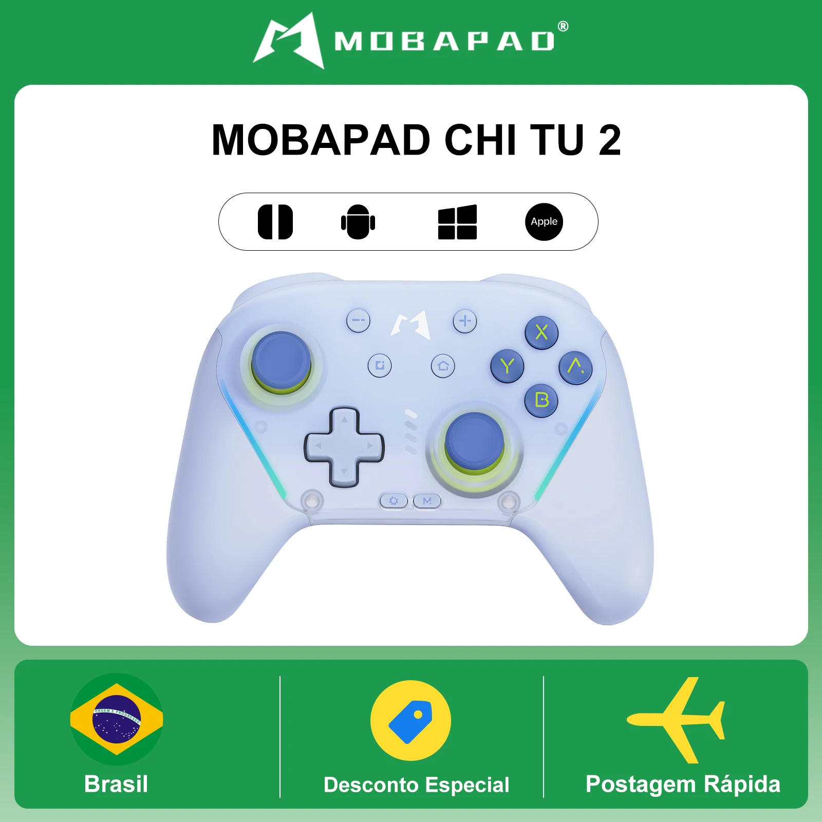 Controlador Bluetooth MOBAPAD CHITU 2 com Joysticks TMR, Gamepad Sem Fio para Switch 1/2, PC, Android, iOS, Acessórios para Jogos