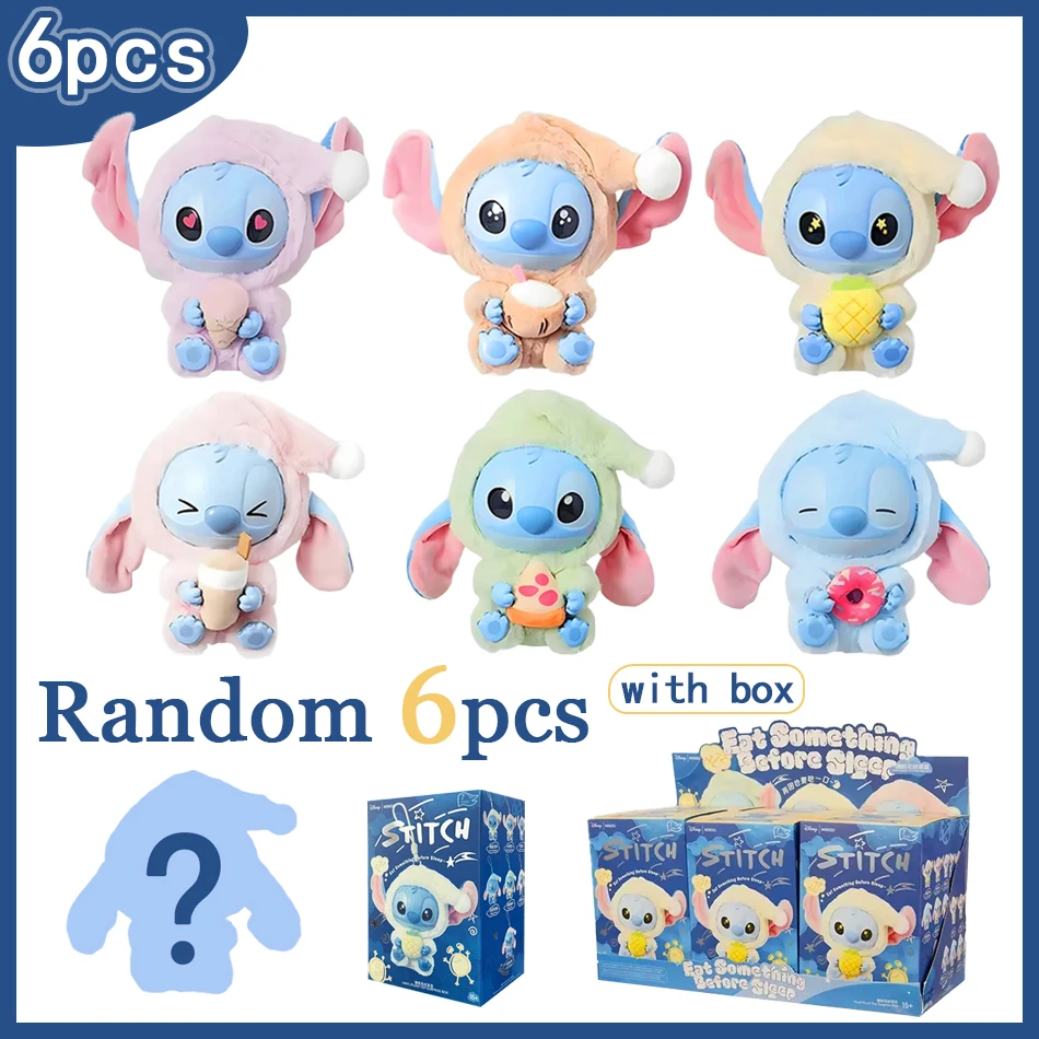 

Disney New Stitch Eat Some Thing Before Sleep Series Виниловая слепая коробка Сумка Подвеска Милая плюшевая кукла Mystery Box Игрушка-сюрприз Подарки