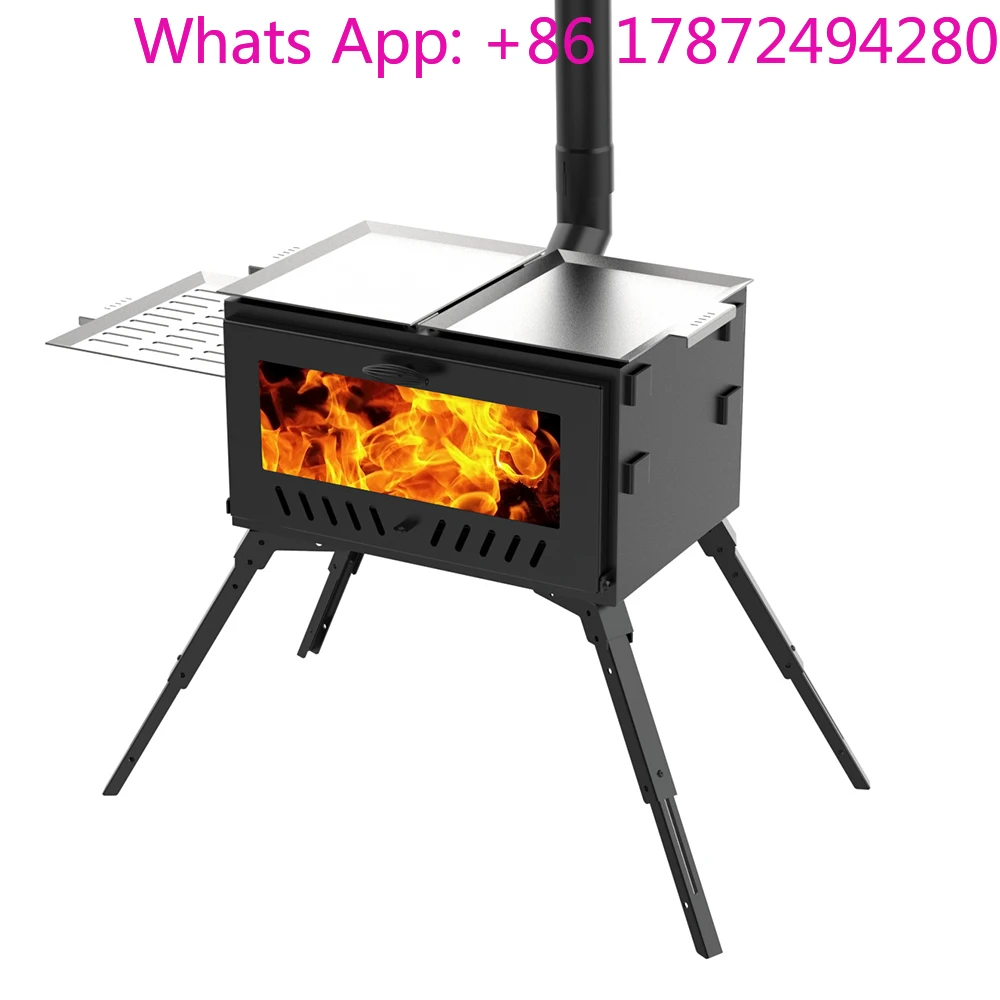 Outdoor Fireplace Wood Cooking Stove with Oven & Grill Outdoor Cookware