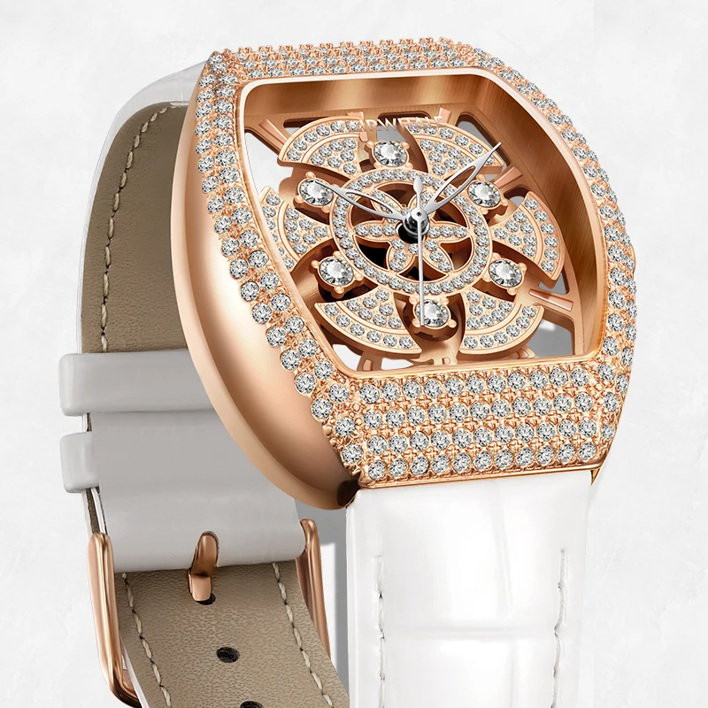 MARK FAIRWHALE FW-3560 Luxury Fashion Design Diamonds Women Watches Quartz Leather Watch Ladies Wristwatches