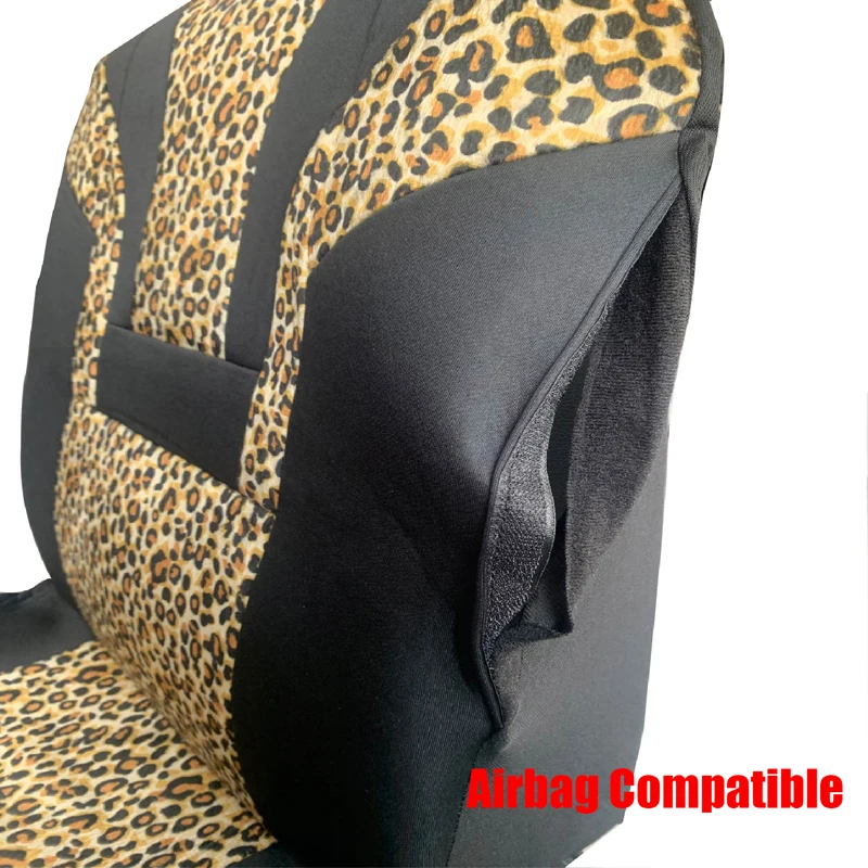 Leopard Print Car Seat Cover Car Accessories Interior Woman Airbag Compatible Universal Fits for Most Cars SUV Truck 5mm Sponge