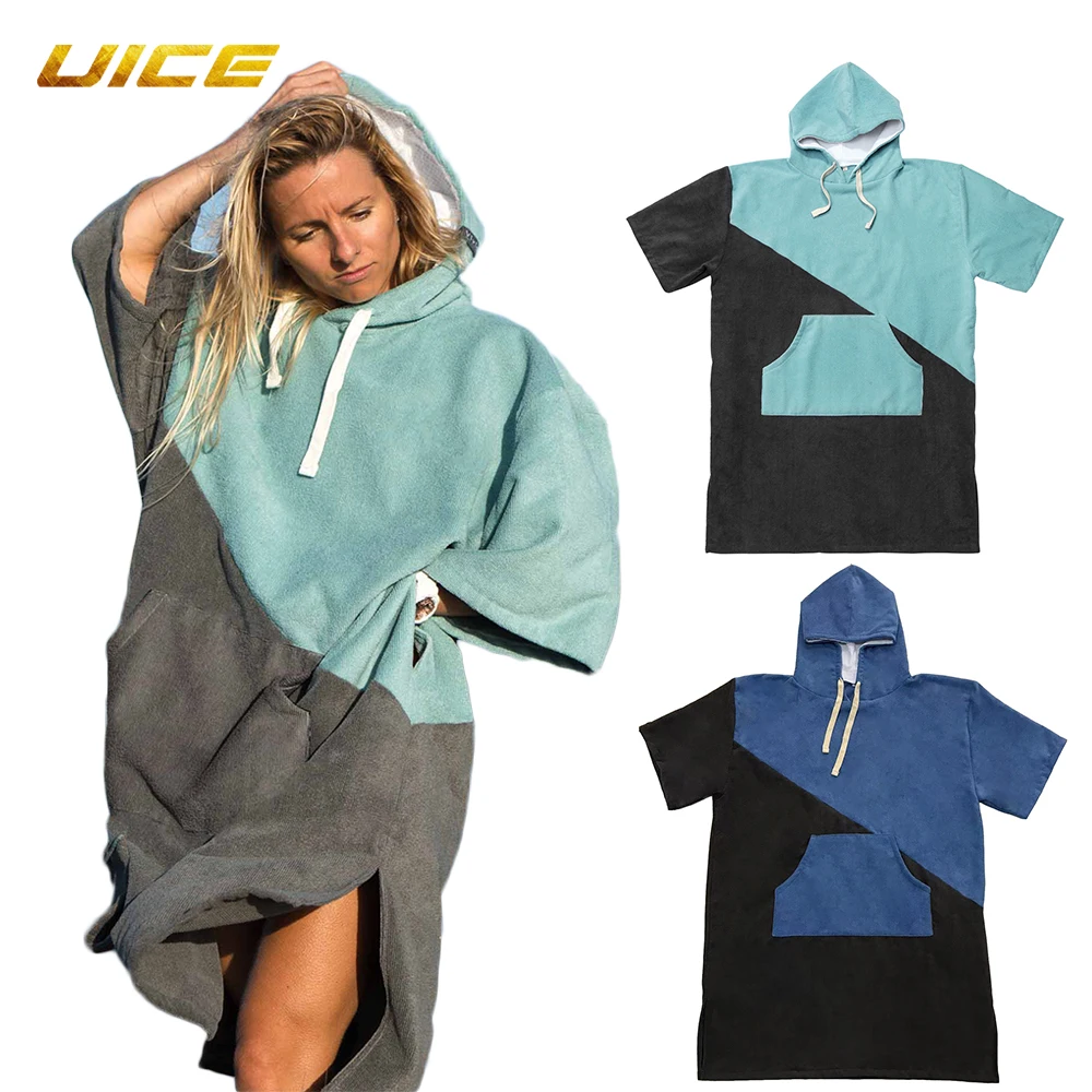 Microfiber Wetsuit Changing Bathrobe Beach Poncho Towel Outdoor Sun Prontection Absorbent Quick Drying Hooded Beach Cape