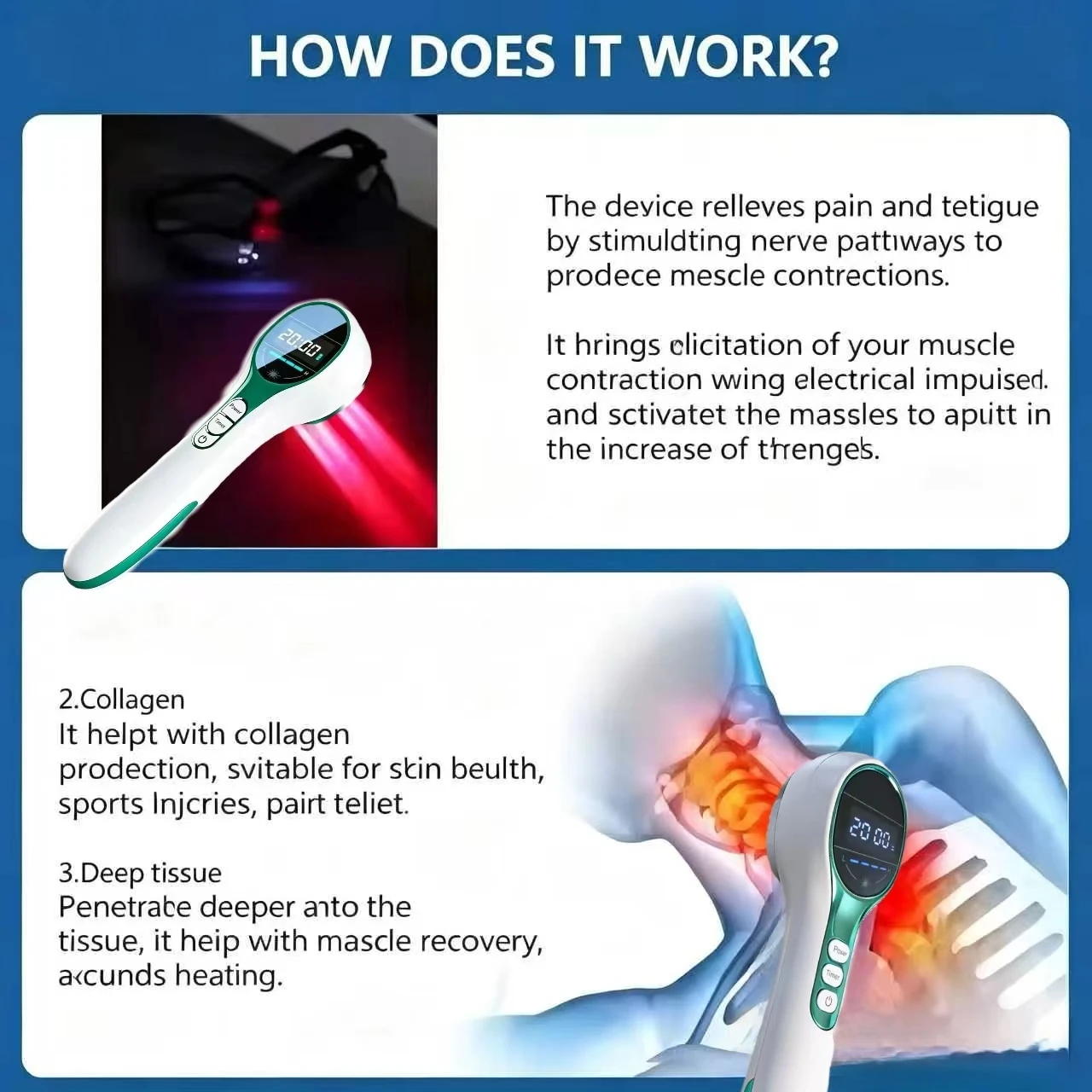 Smart Cold Laser Therapy Device Adjustable 808nm 650nm 670mW Physio Massager for Targeted Pain Relief