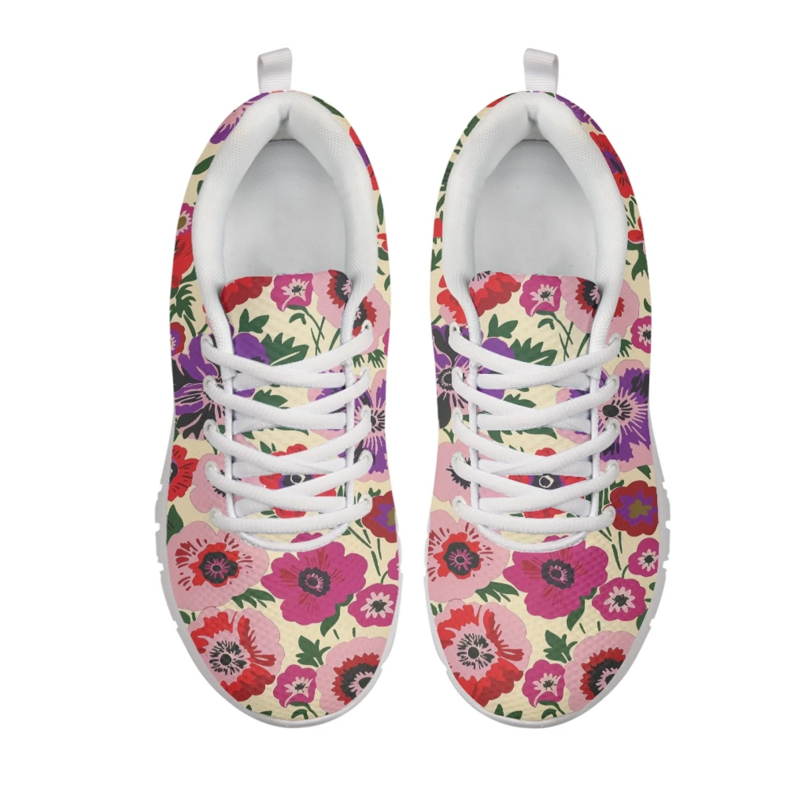 Coloranimal Bright Floral Pattern Mens Sports Tennis Shoes Lace Up Comfortable Mens Athletic Trainers for Training