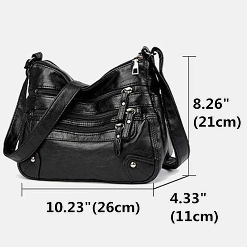 Women\'s Shoulder Bag PU Versatile Double Layer Large Capacity Simplicity Retro High Quality Hardware Female\'s Crossbody Bags