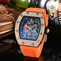 Electroplated color literal quartz watch, versatile trend men's and women's watches, wine barrel-shaped full diamond