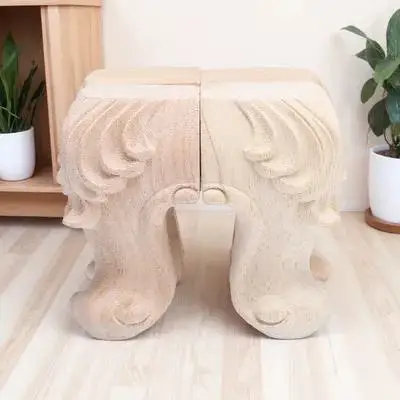 

4Pcs Solid Wood Furniture Legs Carved Rose Pattern European Style Replacement Sofa Legs for Table Bed Bench Cabinet