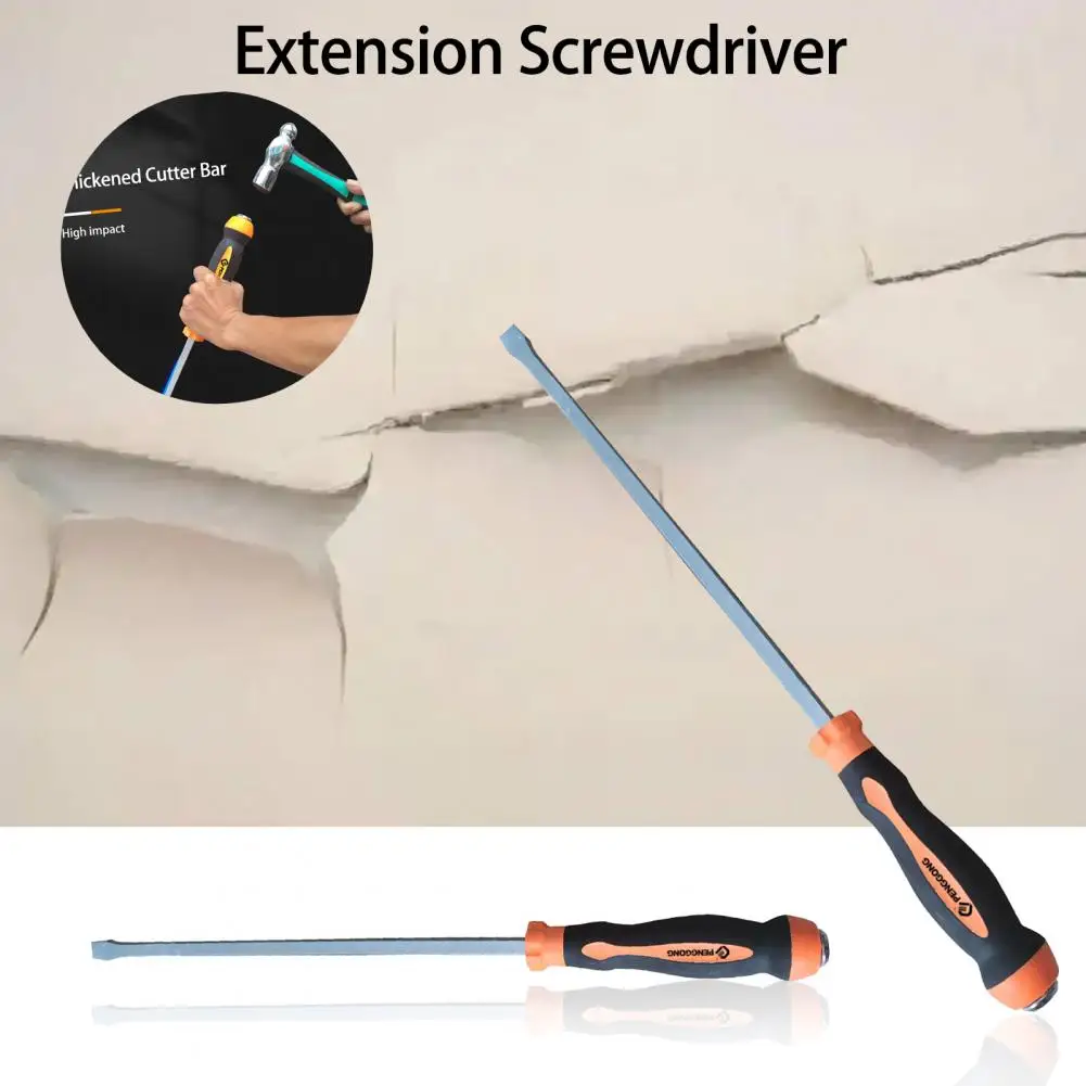 Hard Flat Screwdriver  High Impact Hammer Head Percussive Screwdriver  Long Rod Straight Type Screw Driver