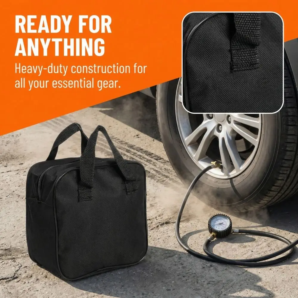 

New Black Car Air Compressor Pump Kit Automotive Tool Storage Handbag Automotive
