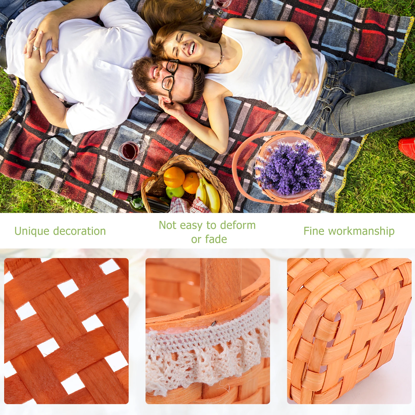 

Wedding Supplies Wooden Fruit Basket Decoration Multifunctional Woven Baskets Mini for Favors