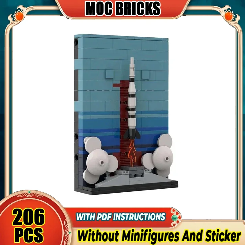 

Moc Building Bricks Saturn V Postcard Technology Modular Blocks Construstion Rocket launch Model Toys DIY Set Assembly Gifts