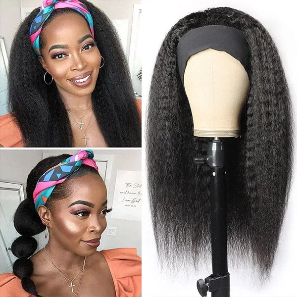 

Влагостойкий синтетический парик с повязкой на голову – текстуры Yaki Straight и Kinky Straight, устойчивые к пушению в условиях повышенной влажности, эластичные.