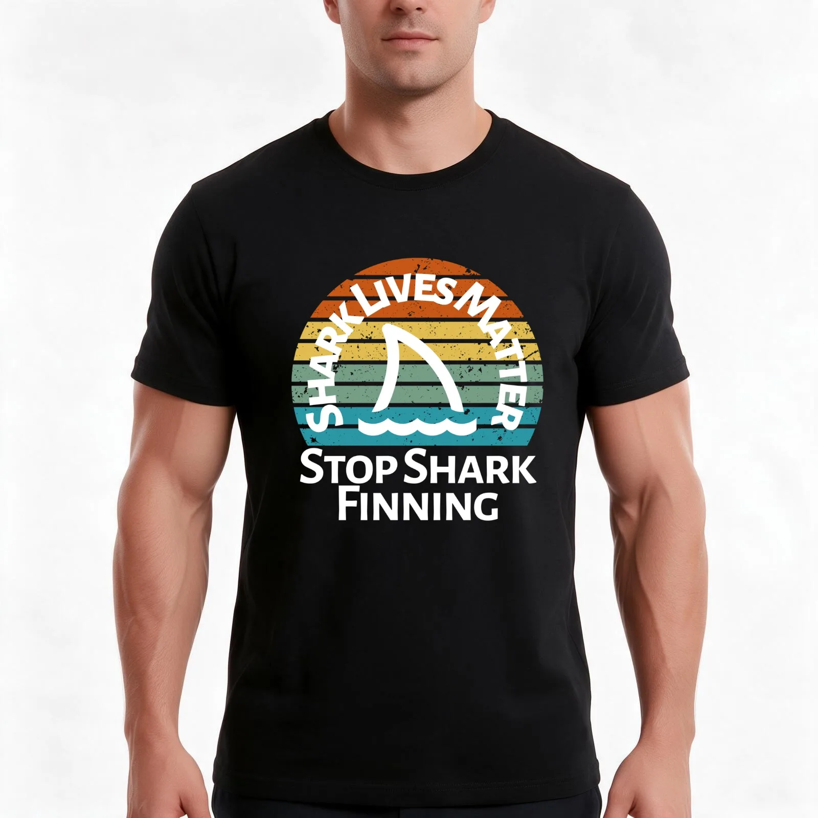 Shark Lives Matter Stop Shark Finning T-Shirt Summer Casual Cotton Tee Oversized Streetwear Tops Vintage Graphic Print