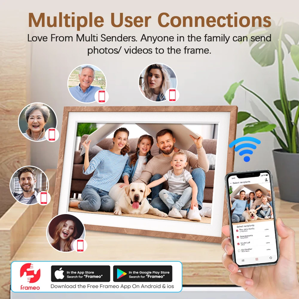 إطار صورة رقمي 15.6 بوصة 32 جيجابايت واي فاي إطار إلكتروني 1920*1080 IPS HD سحابة إطار صور رقمي ذكي لهدية عيد الميلاد