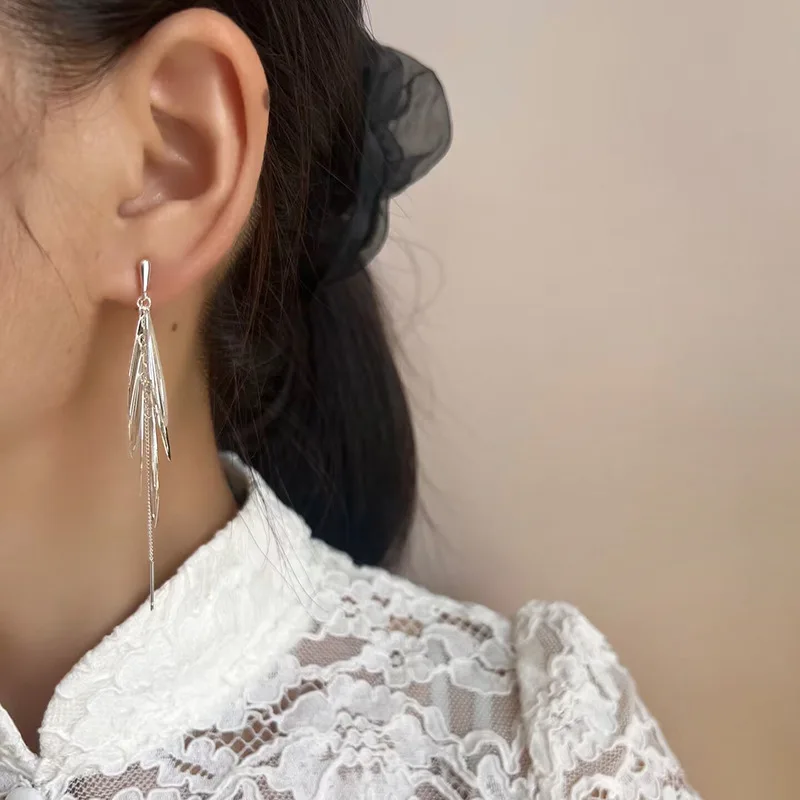 Fashionable New Wing Tassel Earrings Mosquito Incense Plate Ear Clip No Ear Hole Decoration Face Long Earring Gift
