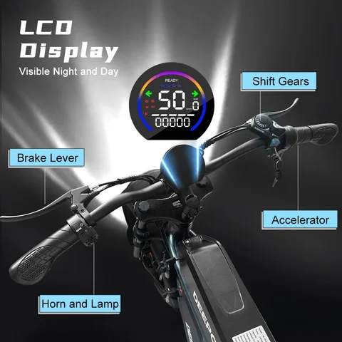 DEEPOWER QS7 Elcykel 1500W 48V 60AH Vuxen Terräng-elcykel 20-tums Feta däck Dubbelbatteri All-Terrain Elcykel 7 best sales mopedliknande elcykel - №5