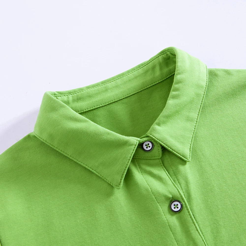 Camicia a maniche lunghe da donna Primavera e autunno Nuova maglietta a maniche lunghe leggera e lussuosa alla moda con colletto allentato Verde Casual