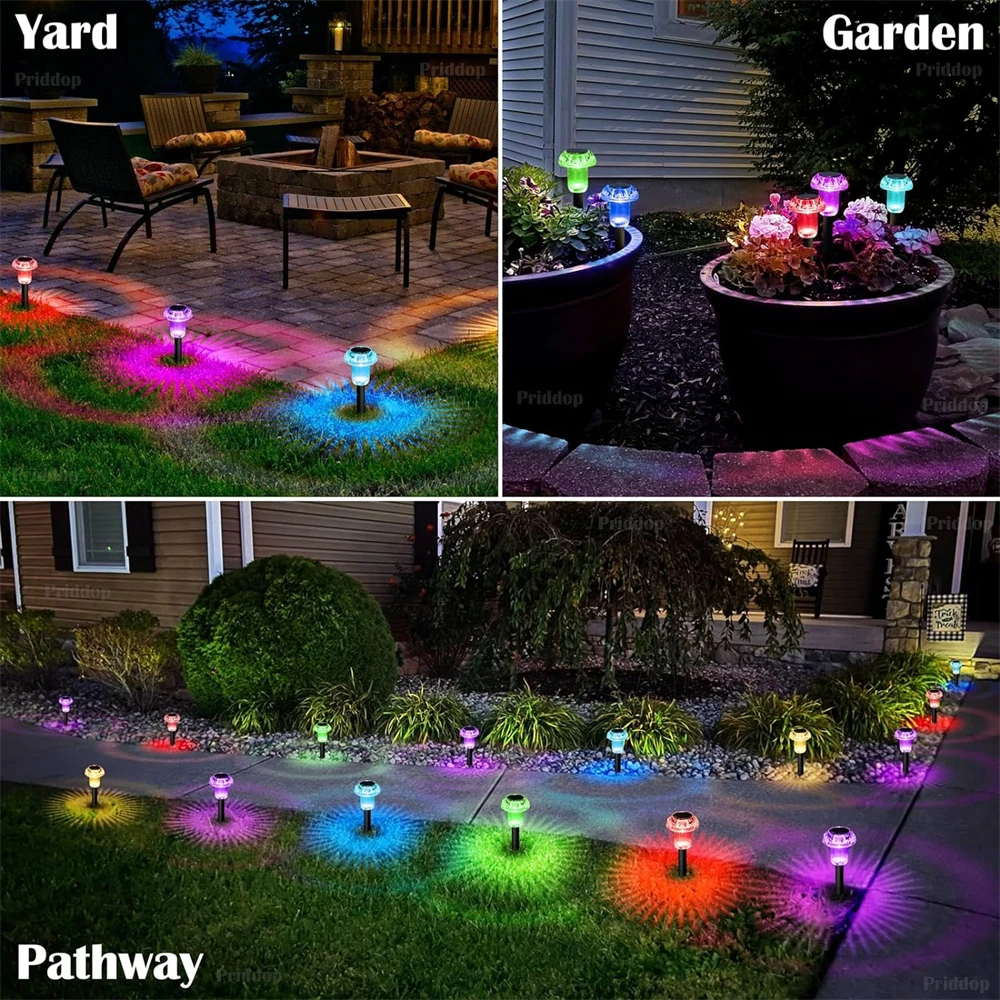 Imagem -06 - Mushroom Solar Lawn Luzes Decorativas Outdoor Solar Pathway Led Garden Stake para Quintal Exterior Passarela Calçada pc Pcs