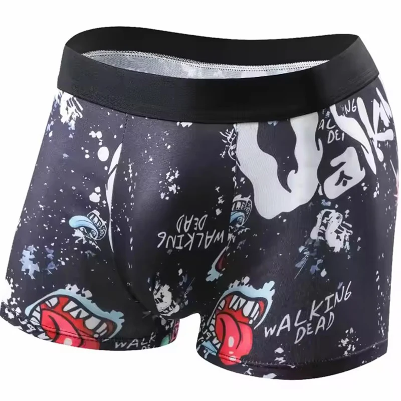 5 Stück zufällige atmungsaktive Herren-Boxershorts mit bunten Graffiti-Mustern, elastischem Bund, trendige und modische Unterwäsche – Detail 4
