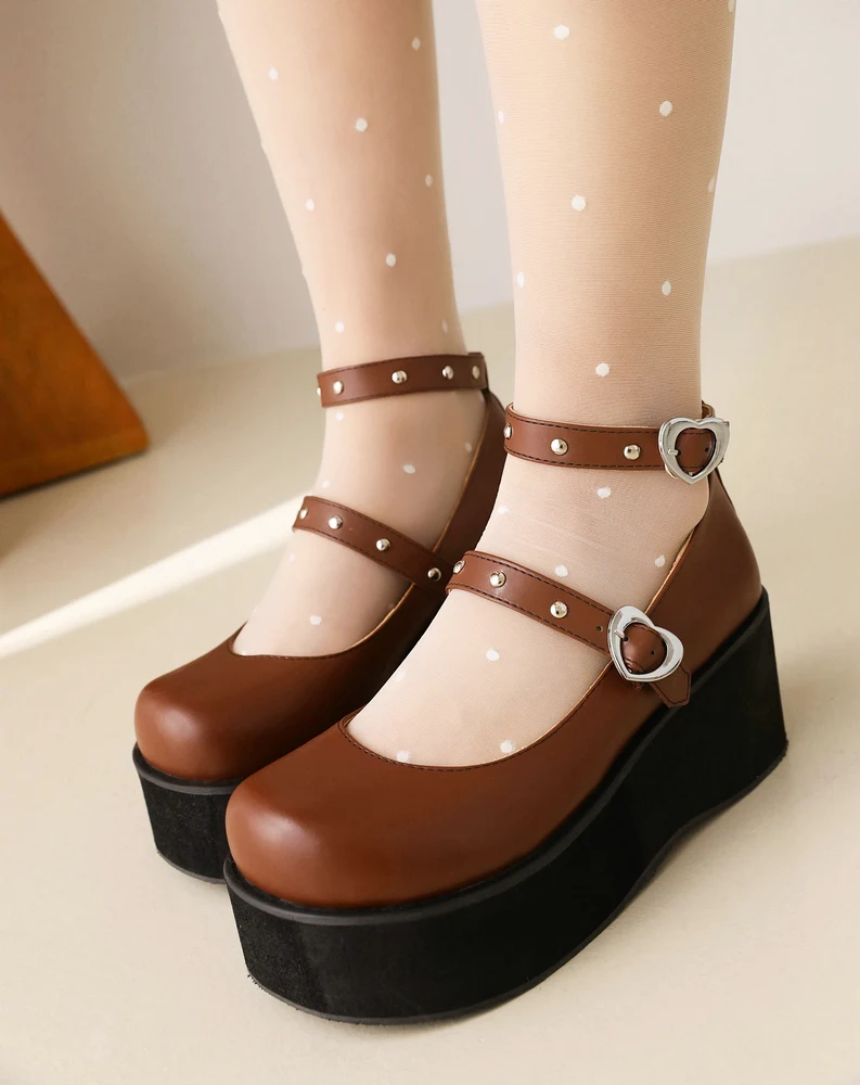 EDEELVEEYS Lolita Shoes Women Japanese Style Vintage Girls Med Heels Waterproof Platform College Student Cosplay Costume Pumps