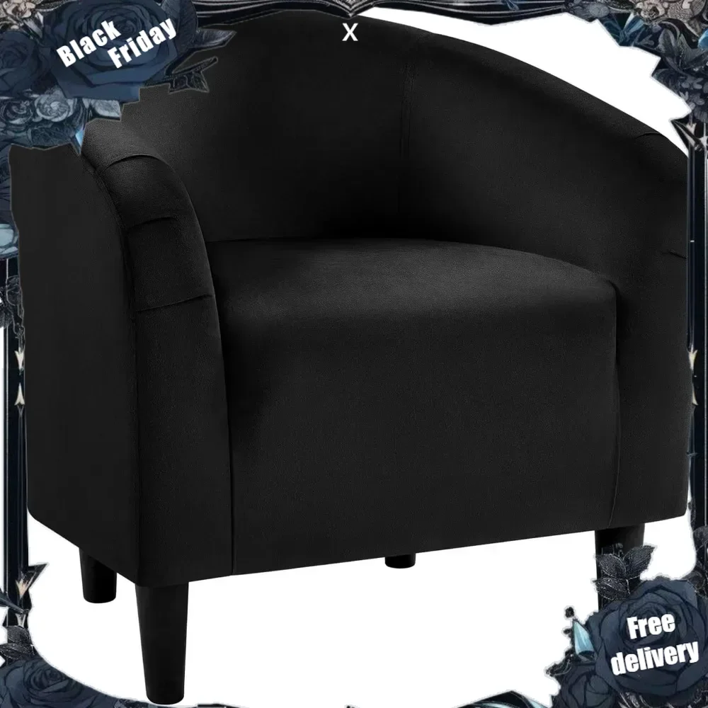 

Barrel Chair, Modern Accent Chair Comfy Velvet Armchair Club Sofa Chair Vanity Chair for Living Room Bedroom Office