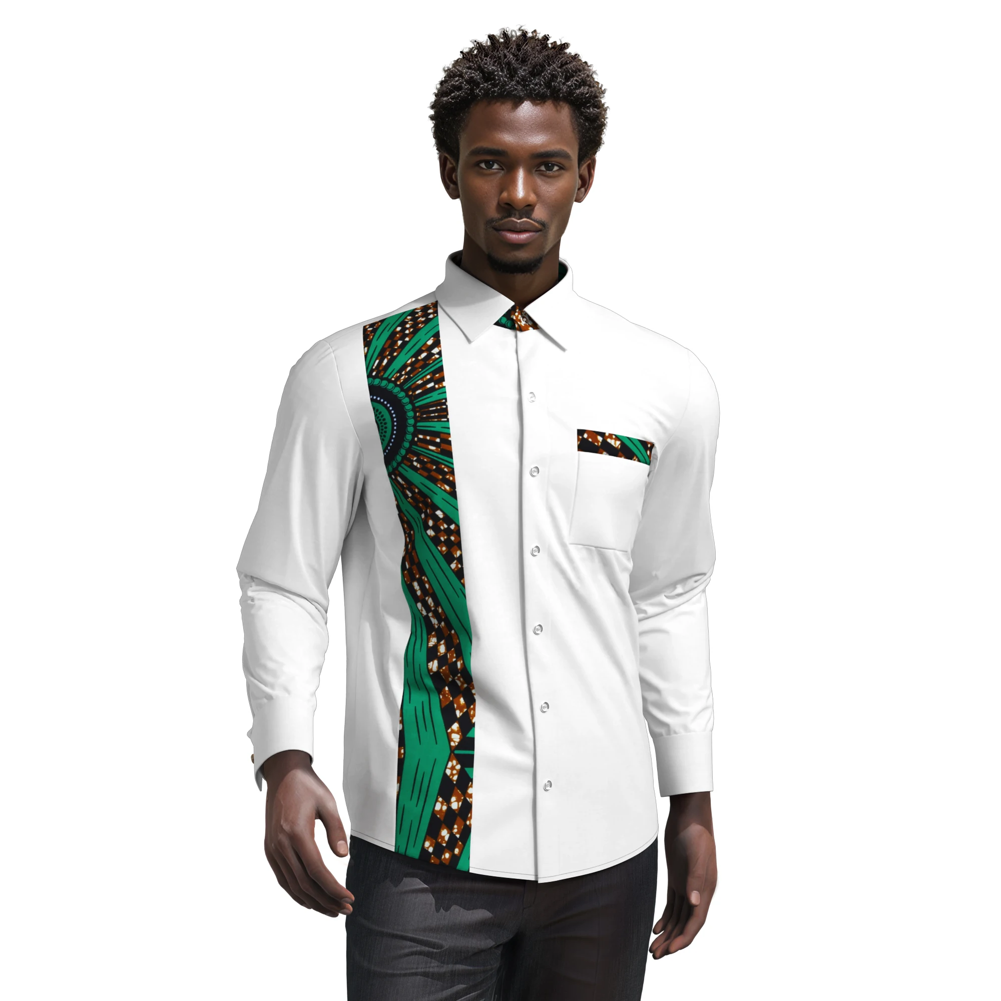 

Men Long Sleeve Shirts Fancy African Print Men Clothes Wedding Party Tops Shirts Casual Men Suits Shirts WYN2271