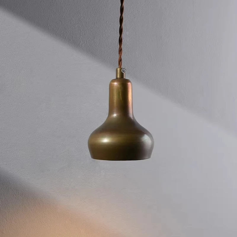 

American Minimalist Vintage All Copper Pendant Lights Restaurant Coffee Shop Bar Bedroom Bedside Stairs Decorative Hanging Lamps