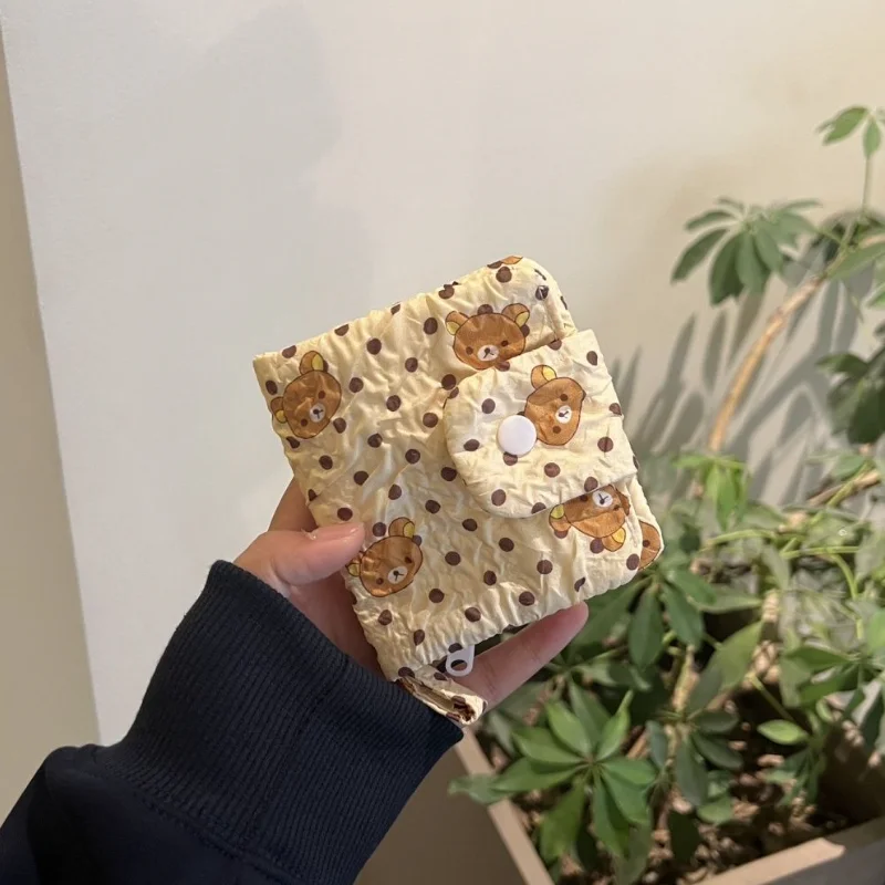 

Новый кошелек для монет Rilakkuma, милая сумка для девочек, мини-сумка большой емкости на молнии, портативная студенческая многофункциональная сумка для хранения сертификатов