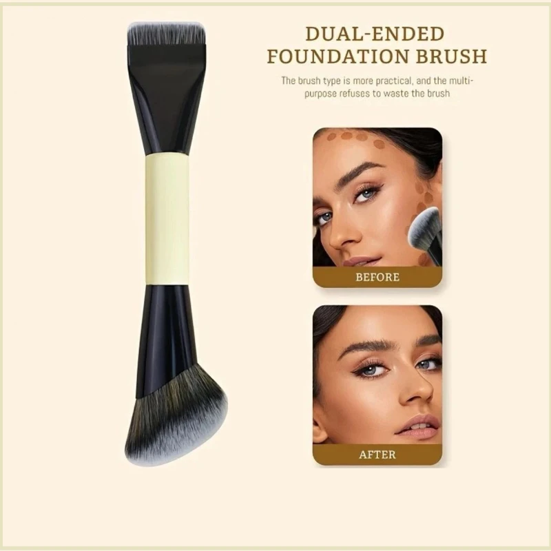 Double Headed Foundation Brush Vegan Cruelty Free Angled Foundation Brush Set Professional Beauty Blending Tool