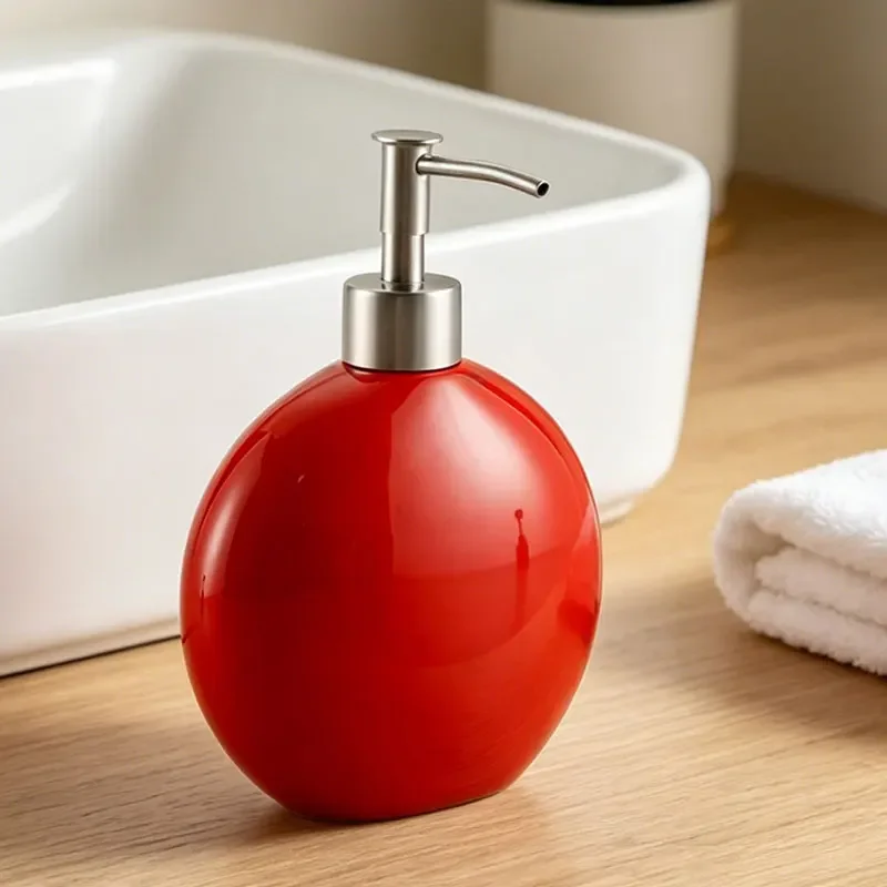 490ml-soap-dispenser-large-red-oblate-bottle-stainless-steel-pump-head-ceramic-hand-sanitizer-dispensing-bottle-lotion-press