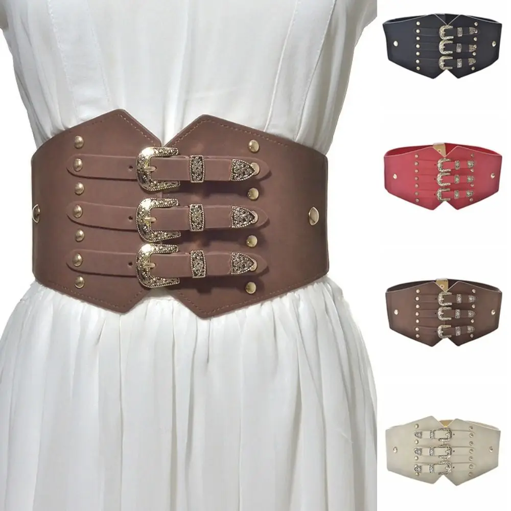 cinto-de-couro-largo-e-elastico-com-padrao-retro-e-fivela-decorativa-para-combinar-com-vestidos
