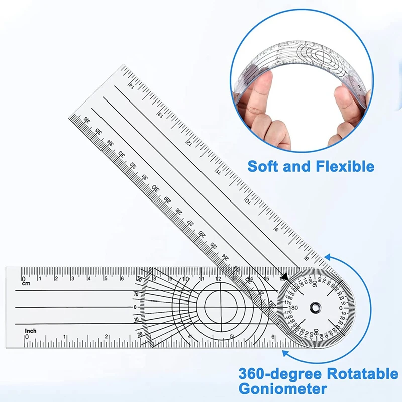 Protractor Pack Of 5 Orthopaedic Ruler Goniometer Physiotherapy Bicycle Protractor