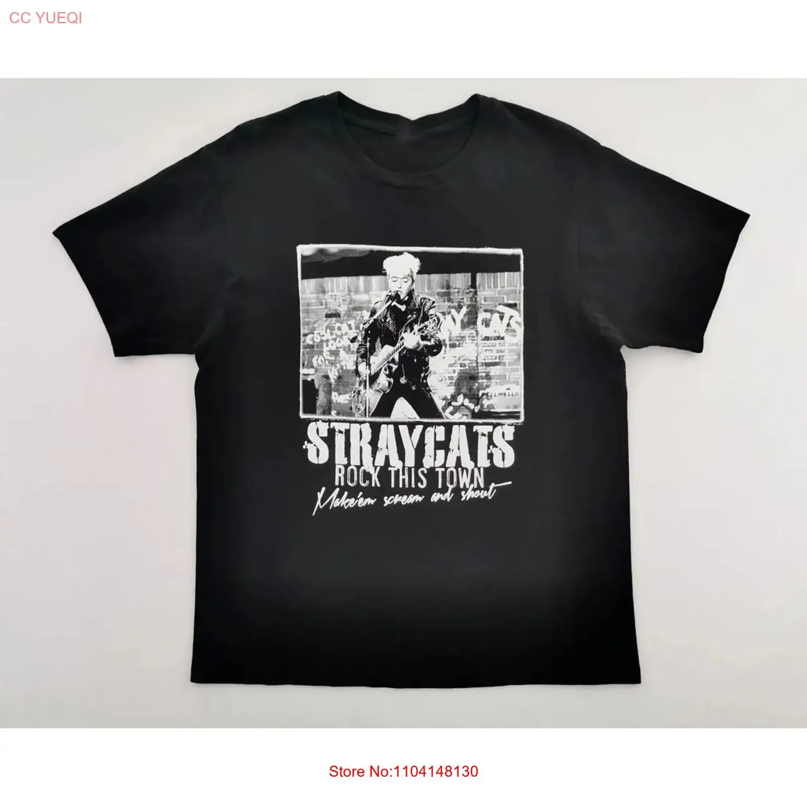 Stray Cats Rock This Town Heavy Cotton T Shirt Full Size WA148 vintage Washed Versatile Slightly fashion Soft