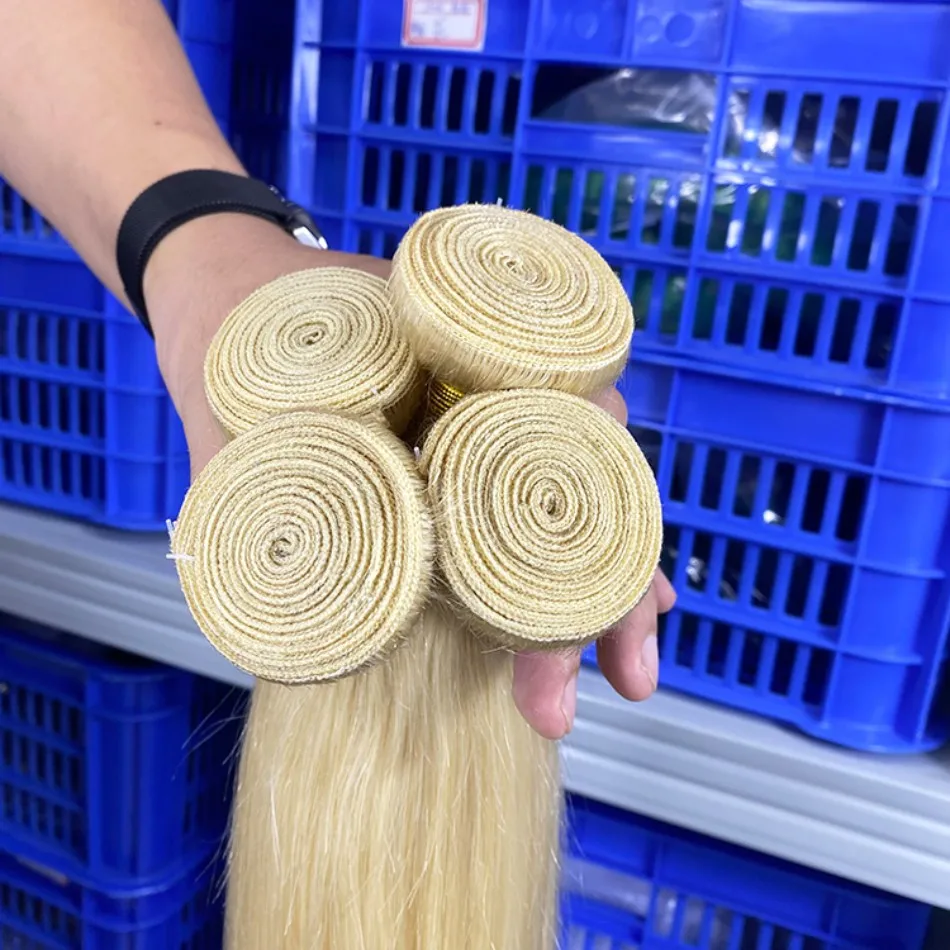 Silky Straight Human Hair Bundles 613 Blonde Brazilian 100% Human Hair Weave Bundles Single Bundles Remy Hair Extensions On Sale