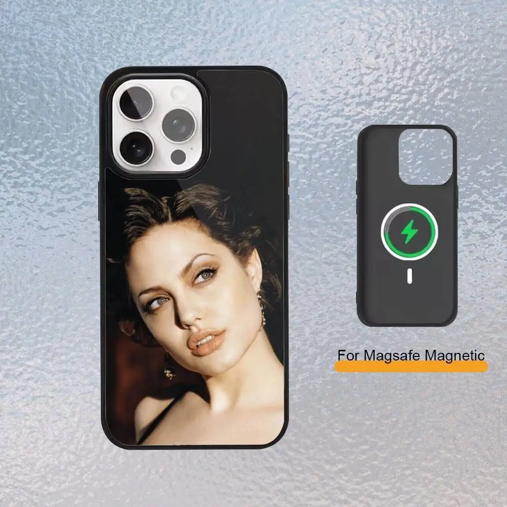 Custodia per telefono A-Actress A-Angelina J-Jolie per iPhone 17,16,15,14,13,12,11 Plus,Pro Max Cover di ricarica wireless magnetica