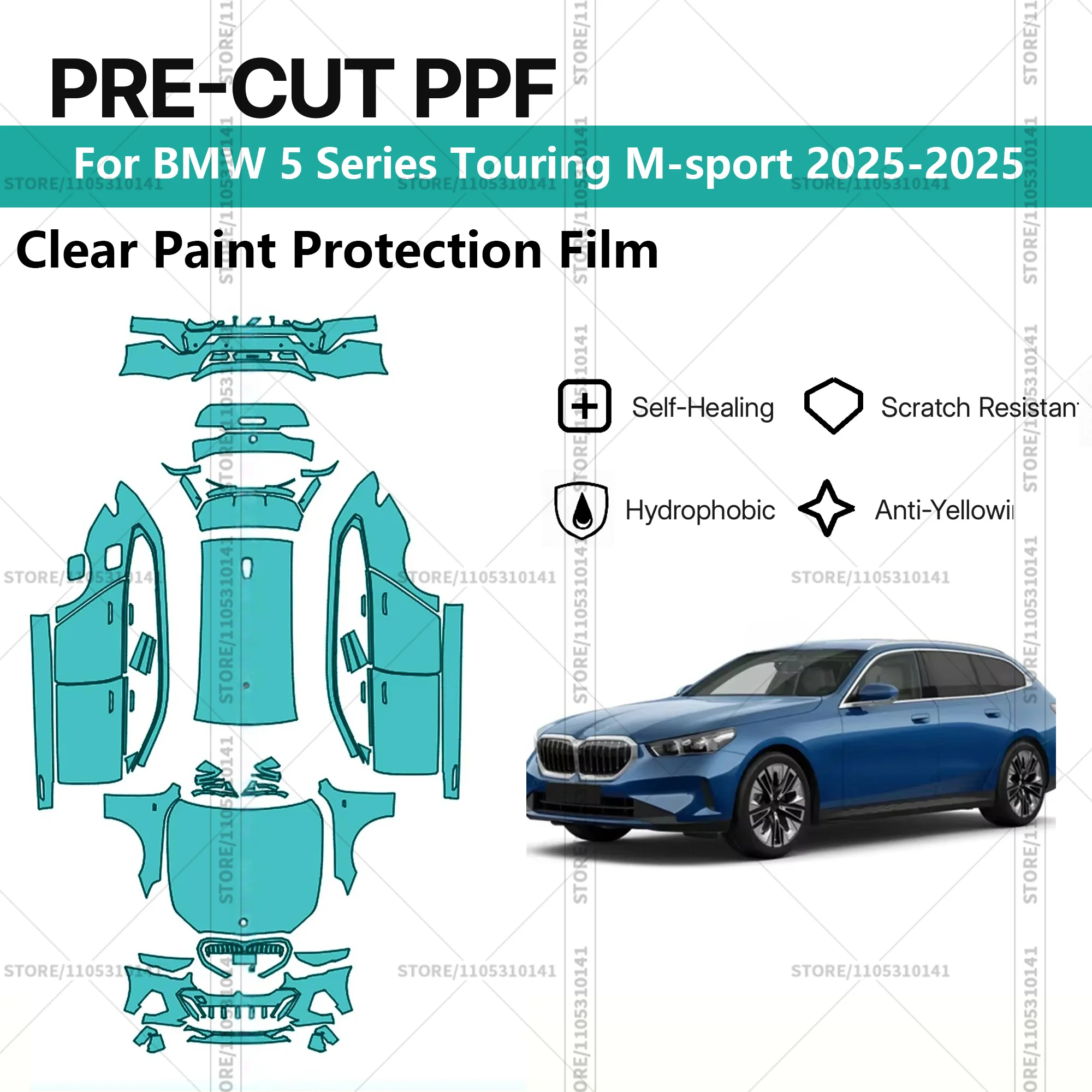 

Pre-Cut Paint Protection Film PPF Transparent Car Film Automotive PPF For BMW 5 Series Touring M-sport 2025-2025 Full Vehicle