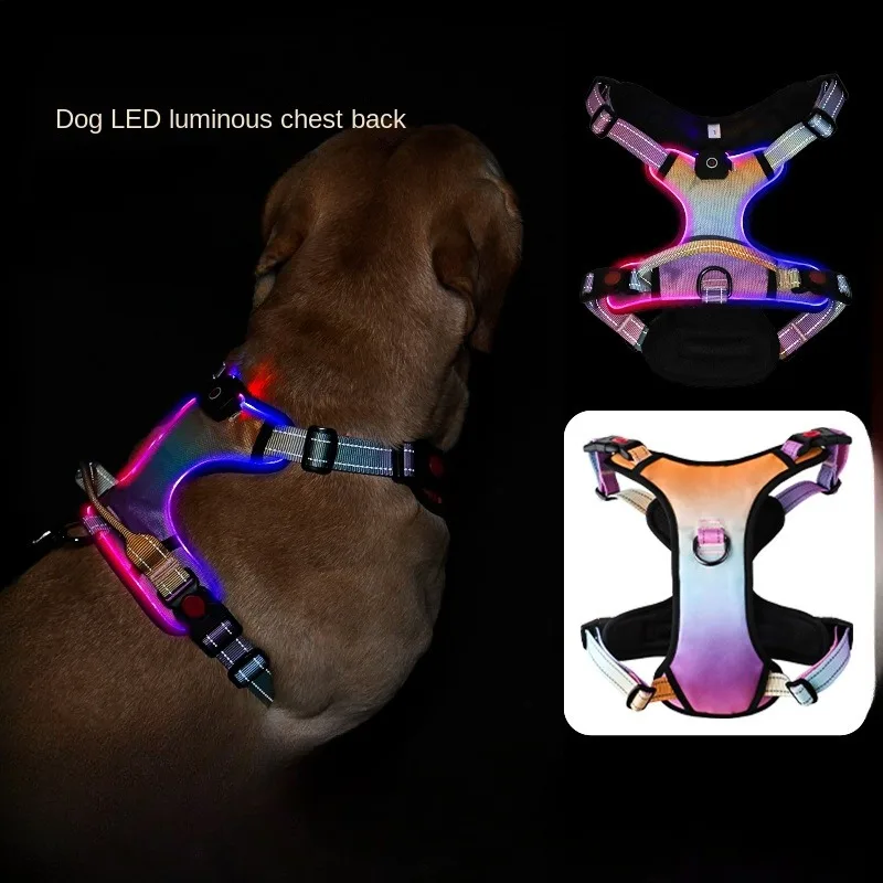 Pet LED Light Dog Luminous Chest Strap Medium and Large Luminous Led Luminous Large Dog Chest Strap Outdoor Pet Supplies