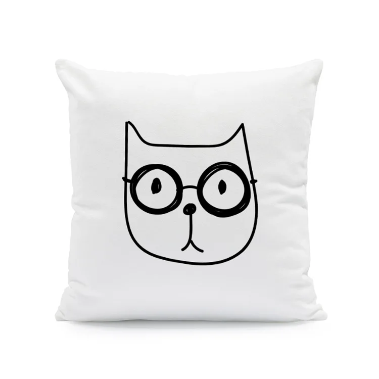 Funny Cat Pillowcase Cute Black White Cat Pillows Case for Bedroom Boy Girl Kid Room Aesthetics40x40 Pillow Covers Decorative