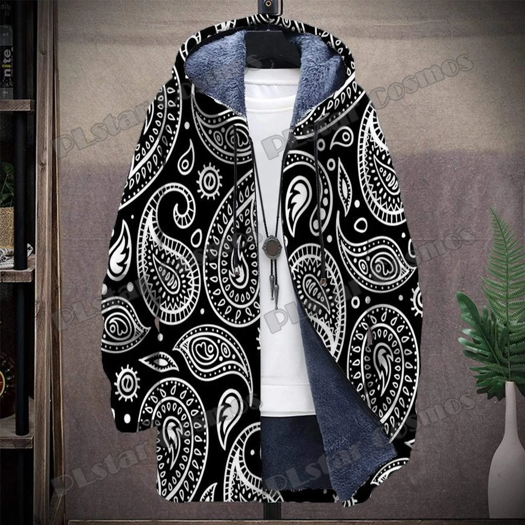 

Colorful Paisley Graphic Cashew Floral 3D All Over Printed Fashion Men's Hooded Coat Winter Casual Thick Warm hooded jacket HR10